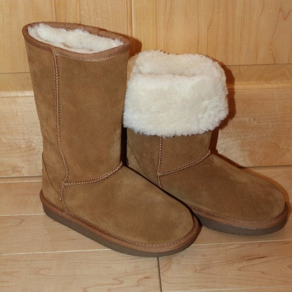 UGG KOOLABURRA GIRLS‎ TALL FUR SUEDE BOOTS CHESTNUT 13 - Picture 1 of 7